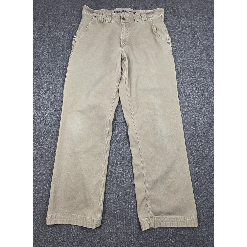Duluth Trading Co FlexFireHose Pants Mens Sz 30x34 Workwear Cotton Relaxed Khaki